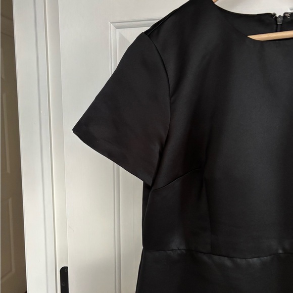J. Crew Collection with Custom MARABOU FEATHER TRIM Black Duchesse Satin Dress - Picture 5 of 14